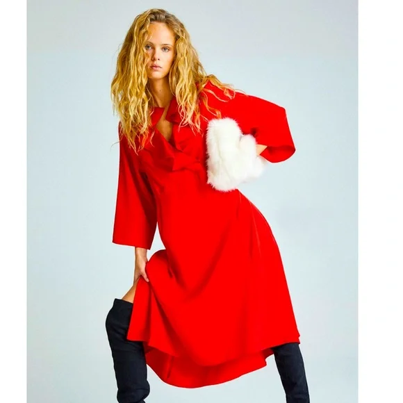 h&m red midi dress Women's Bright red Midi Dress
